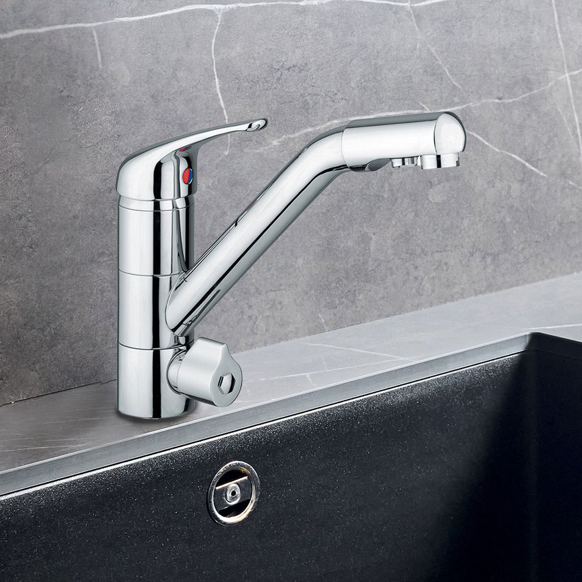 Wasserhahn Küche 3-Wege Siena Chrom Niederdruck